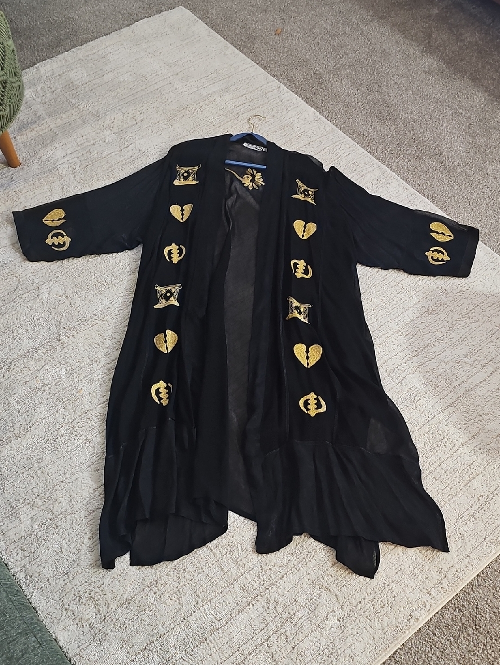 Vintage Sheer Embroidered Pegasus Robe Kimono 2X